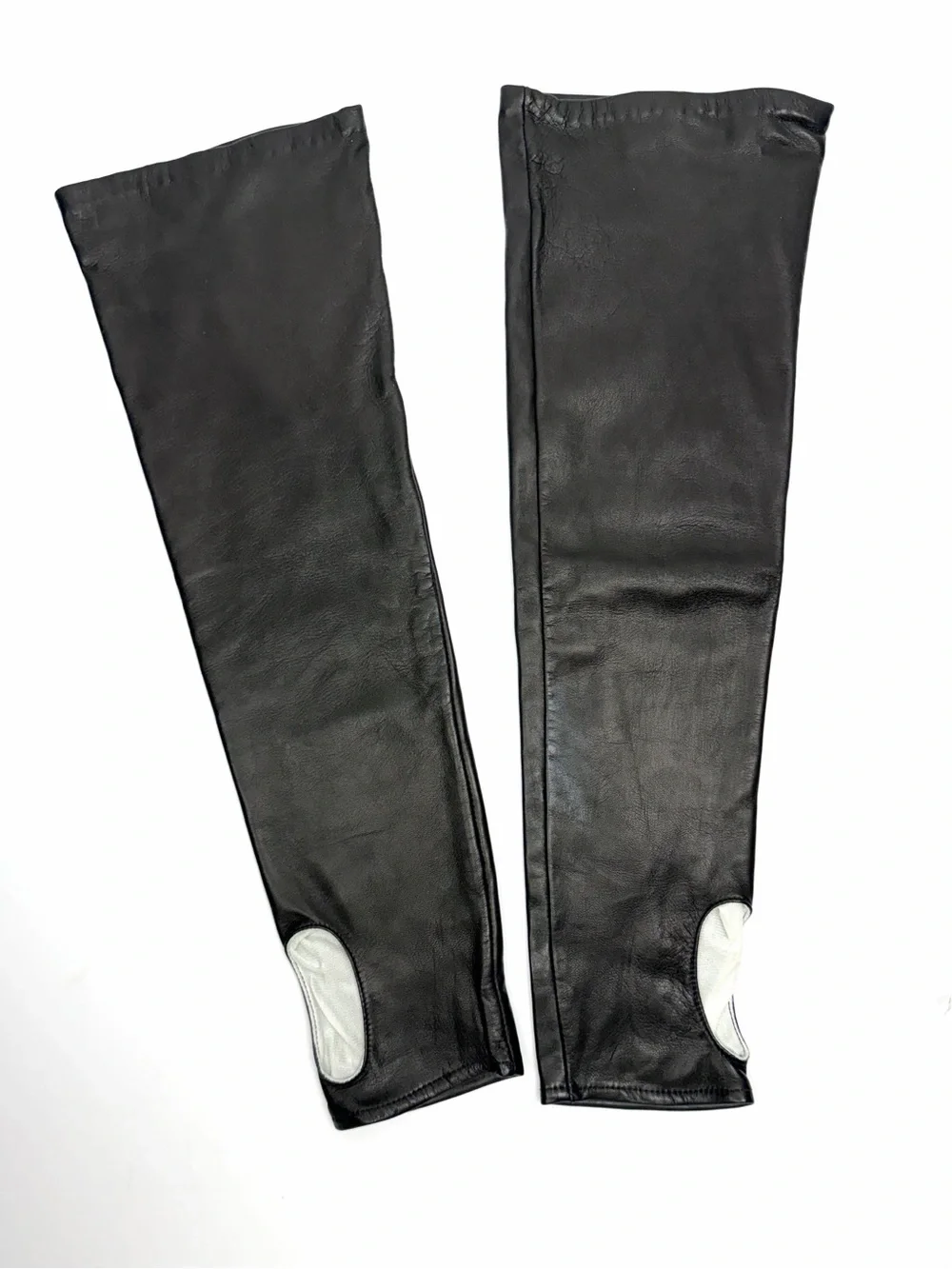 Hilts Willard Long Leather Fingerless Gloves Above Elbow Silk Lined M Black